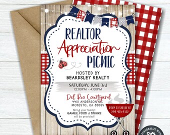 Realtor Appreciation Picnic Invitation: Editable BBQ Party (Digital Download) #COP12