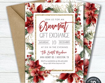 Ornament Exchange Invitation: Editable Christmas Holiday Party (Digital Download) #CP89