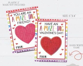 A-MAZE-ING Valentine Tags, Maze Kids Valentine Cards, Amazing Valentine Cards, Cute Valentine Printables - Instant Download - #VT105