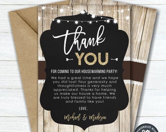 EDITABLE Housewarming Thank You Card, Burlap Housewarming Party Thank You, Country Housewarming Thank You Card - DIY with Corjl - #HW03