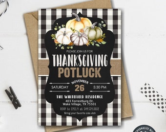 Buffalo Plaid Thanksgiving Invitation: Editable Dinner Template (DIY Corjl) #TG19