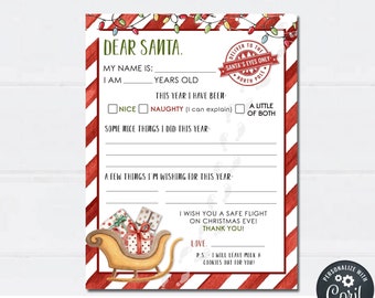 Editable Letter to Santa Template: Printable DIY with Corjl (8.5x11)