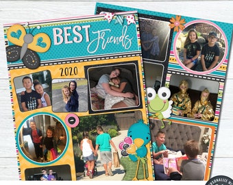 EDITABLE Best Friends Scrapbooking Album Pages, Scrapbooking Quick Pages, Besties Digital Scrapbook, Scrapbook Digital Pages, DIY #SCRAP23