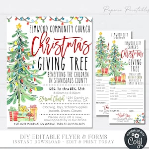 EDITABLE Giving Tree Flyer and Tags Christmas Giving Tree Flyer