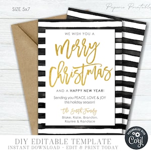 EDITABLE Merry Christmas & Happy New Year - No Photo Christmas Card - Christmas Card - Business Christmas Card - DIY Edit Corjl - #CC105