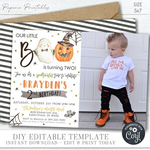 EDITABLE Our Little Boo Halloween Birthday Invitation - Halloween Birthday Party - Halloween Birthday Invitation - DIY with Corjl - #BP98