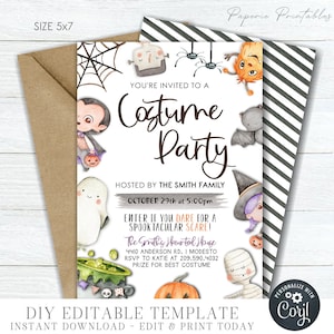 EDITABLE Halloween Costume Party Invitation, Costume Party Template, Costume Halloween Printable, Halloween Printable - DIY Corjl- #HP28 (2)