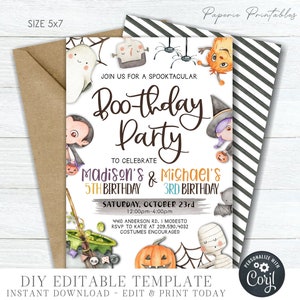 Halloween Birthday Invitation: Spooky Boo-thday Party (DIY Editable Corjl Template) #BP129
