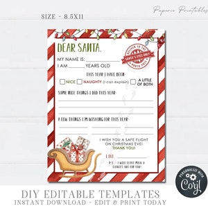 BEWERKBARE brief aan de Kerstman - Kids Brief aan de Kerstman - Santa Letter - Officiële brief aan de Kerstman - Noordpool - Afdrukbaar - DIY met Corjl- #CG08-3