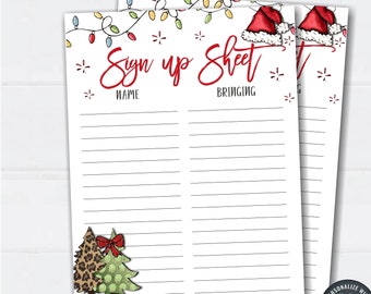 Editable Christmas Potluck Sign up Sheet Potluck Sign up - Etsy