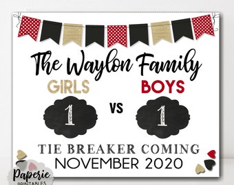 Tie Breaker Pregnancy Announcement Printable Chalkboard 