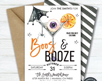 Boos and Booze Halloween Invitation: Editable Cocktail Party Template (Digital Download) #HP22