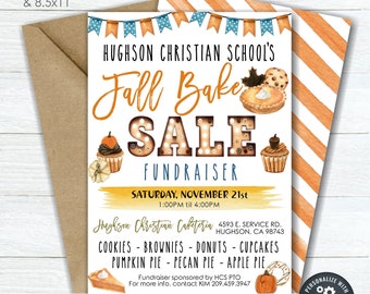 EDITABLE Fall Bake Sale Flyer - School Bake Salel Flyer - Church Bake Sale Event - Community Bake Sale Invitation - DIY with Corjl - #FH04