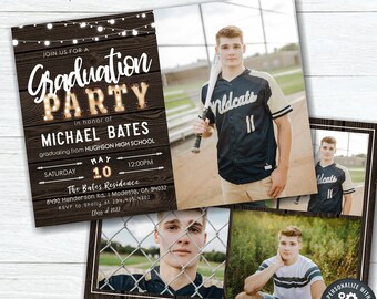 Rustic Country Graduation Party Invitation Template (DIY Editable) #GP47