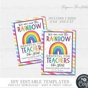 Rainbow Teacher Appreciation Gift Tag: Editable DIY (Digital Download) #TAW23