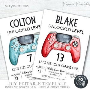 EDITABLE Video Game Birthday Party Invitation, Boy Gaming Birthday Invitation, Video Game Birthday Invitation - DIY with Corjl - #BP155 (2)