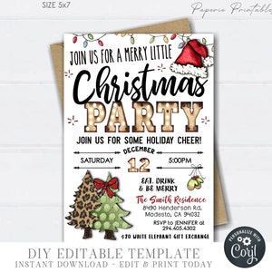 EDITABLE Christmas Party Invitation, Merry Little Christmas Party, Digital Christmas Party Invitation Printable - DIY Edit Corjl - #CP01 (4)