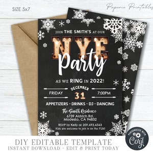 Editable New Year&#39;s Eve Party Invitation Template (DIY with Corjl)