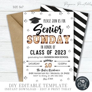 Editable Senior Sunday Graduation Invitation Template (Digital Download) #GP15