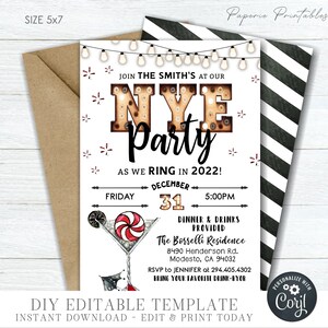 Editable New Year&#39;s Eve Party Invitation Template (DIY with Corjl)