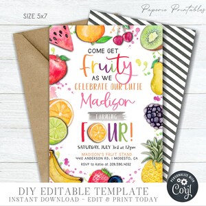 Tutti Fruitti Birthday Invitation: Editable Fruit Party (Digital Download) #BP132