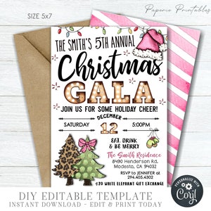 EDITABLE Christmas Gala Party Invitation, Christmas Party Invitation, Gala Christmas Party, Digital Invitation, DIY Edit Corjl - #CP15 (3)