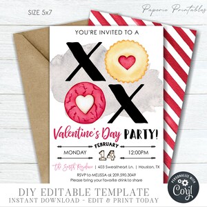 Editable Valentine&#39;s Day Party Invitation: XOXO Cookies (DIY Corjl Template)
