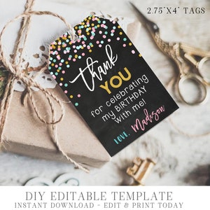 EDITABLE Confetti Party Favor Tag - Editable Favor Tag - Girl Birthday Party Favor Tags - DIY Editable Favor Tags - Edit with Corjl-#BP81