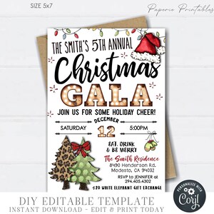 EDITABLE Christmas Gala Party Invitation, Christmas Party Invitation, Gala Christmas Party, Digital Invitation, DIY Edit Corjl - #CP01 (6)