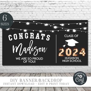 Editable Graduation Backdrop Banner: Class of 2024 (DIY Corjl Template)