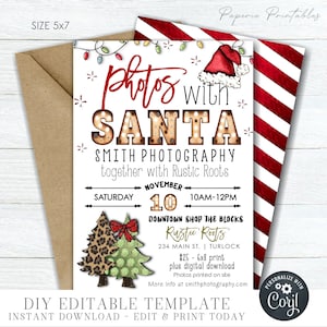 EDITABLE Photos with Santa Flyer, Photos with Santa Invitation, Christmas Photos with Santa, Christmas Flyer - DIY Edit with Corjl - #CP83