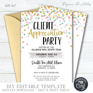 EDITABLE Client Appreciation Party Invitation, Company Party Invitation, Realtor Appreciation Dinner Invitation - DIY with Corjl - #COP11