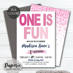 Ombre One is FUN Birthday Party Invitation - 1st Birthday Party Invitation - Kids Birthday Invitation - First Birthday Invitation - #BP78
