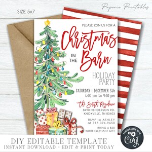 EDITABLE Christmas in the Barn Invitation, Christmas Party Invitation, Barn Christmas Party, Digital Invitation, DIY Edit Corjl - #CP93 (10)
