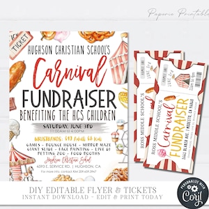 EDITABLE Carnival Flyer and Tickets, Carnival Fundraiser Flyer, Carnival Printable Tickets, Carnival Flyer, DIY with Corjl - #FLYR09