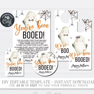 EDITABLE You've Been Booed Halloween Printable - You've Been Booed Halloween Game Bundle - Halloween Door Hanger - DIY with Corjl - #HG03