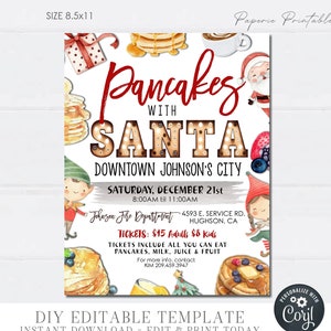 EDITABLE Pancakes with Santa Template, Breakfast with Santa Flyer, Christmas Santa Flyer, Breakfast with Santa - DIY with Corjl - #CF60