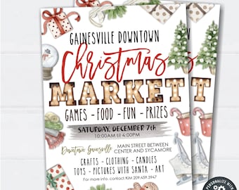 EDITABLE Christmas Market Flyer - Holiday Market Flyer - Holiday Festival Flyer - Christmas Festival Flyer - DIY with Corjl - #CF14