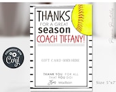 Editable Softball Coach Gift Card Holder: Appreciation Gift (DIY Corjl)