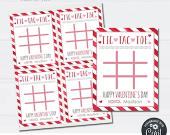 Editable Tic Tac Toe Valentine Cards: School Game (Digital Download)