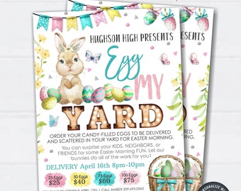 EDITABLE Egg My Yard Flyer, Egg Drop Flyer, Easter Egg My Yard Advertising Flyer, Community Easter Egg Drop Flyer - DIY Corjl - #EAF04