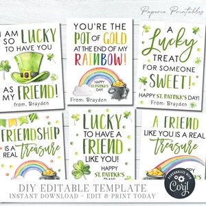 Editable St. Patrick's Day Gift Tag, Happy St. Patrick's Day Tag, St. Patrick's Day Gift Tag, Printable Tag, DIY Edit with Corjl - #SPT02