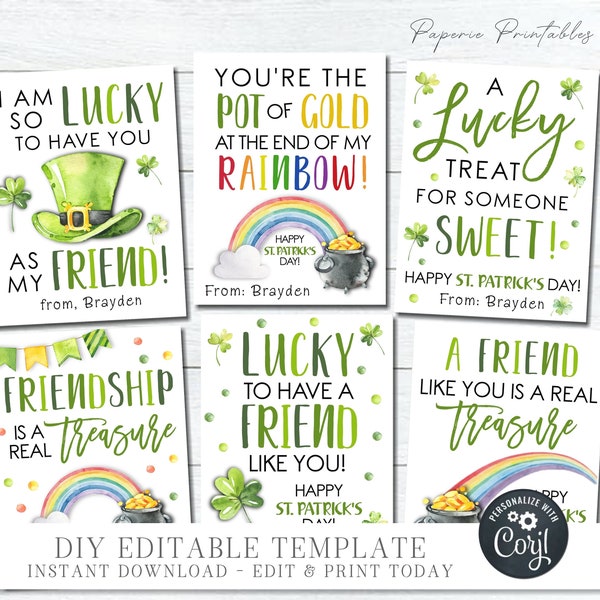 Editable St. Patrick's Day Gift Tags: DIY Printable (Corjl)