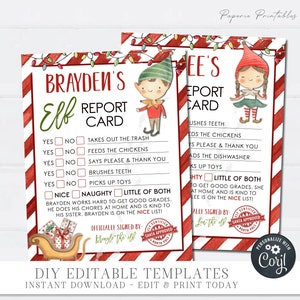 EDITABLE Elf Report Card - Santa Approved Elf Report Card - Girl Elf Report Card - Personalized - Christmas Game - DIY with Corjl - #CG07