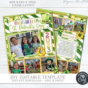 EDITABLE Scrapbooking Quick Pages, St. Patrick's Day Scrapbooking Album Pages, Digital Scrapbook, Scrapbook Pages, DIY with Corjl #SCRAP22