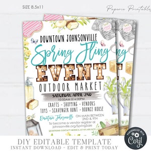 EDITABLE Spring Event Flyer, Spring Shopping Flyer, Spring Fling Printable, Spring Pop Up Event Flyer Printable - DIY w/Corjl - #SPR02 (1)