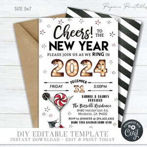 EDITABLE New Year's Eve Party Invitation, NYE Party Template, New Year's Eve Printable, New Year's Eve Template - DIY with Corjl - #NYE14