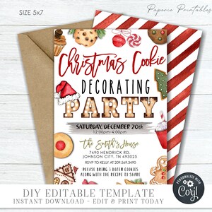 EDITABLE Christmas Cookie Decorating Party - Cookie Decorating Invitation - Christmas Cookie Decorating Invitation - DIY with Corjl - #CP58
