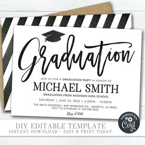 Editable Graduation Party Invitation: Photo Template (DIY Corjl) #GP10