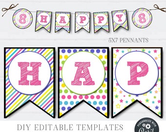Gymnastics Birthday Banner: Editable Tumbling Party Decor (Digital Download) #BP82